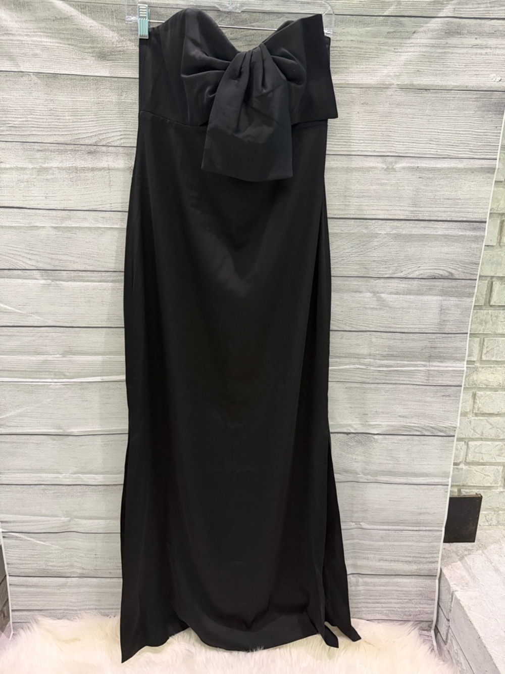 Lilly Pulitzer Black Strapless Gown with Bow Detail